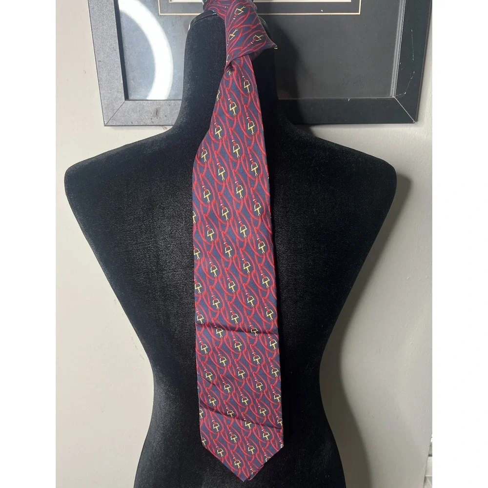 Gucci Silk Tie Horsebit Logo Print Made in Italy